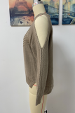 Casual Solid Hollowed Out Split Joint O Neck Tops