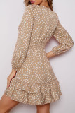 Fashion Street Print Split Joint V Neck Princess Dresses