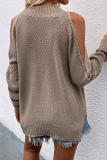 Casual Solid Hollowed Out Split Joint O Neck Tops