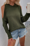Casual Solid Hollowed Out Split Joint O Neck Tops