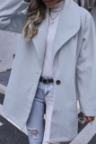 Fashion Casual Solid Split Joint Turndown Collar Outerwear