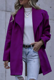 Fashion Casual Solid Split Joint Turndown Collar Outerwear