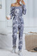 Fashion Casual Tie Dye Split Joint O Neck Jumpsuits