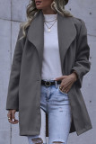 Fashion Casual Solid Split Joint Turndown Collar Outerwear