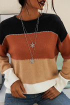 Fashion Casual Striped Split Joint O Neck Tops