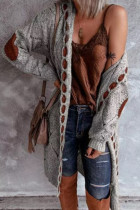 Fashion Street Solid Split Joint Hooded Collar Tops