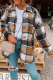 Casual Plaid Split Joint Buckle Turndown Collar Tops