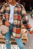 Casual Plaid Split Joint Buckle Turndown Collar Tops