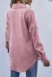 Casual Solid Pocket Buckle Turndown Collar Outerwear