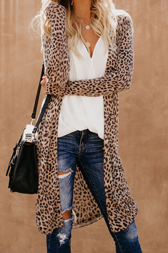 Casual Street Print Split Joint V Neck Outerwear