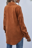 Casual Solid Pocket Buckle Turndown Collar Outerwear