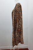 Casual Street Print Split Joint V Neck Outerwear