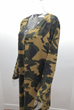 Casual Street Print Split Joint V Neck Outerwear