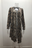 Casual Street Print Split Joint V Neck Outerwear