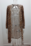 Casual Street Print Split Joint V Neck Outerwear