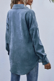 Casual Solid Pocket Buckle Turndown Collar Outerwear
