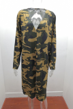 Casual Street Print Split Joint V Neck Outerwear