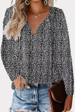 Elegant Print Split Joint Frenulum V Neck Tops