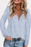 Elegant Print Split Joint Frenulum V Neck Tops
