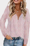 Elegant Print Split Joint Frenulum V Neck Tops