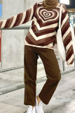 Casual Street Print Split Joint  Contrast Half A Turtleneck Tops Sweater