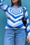 Casual Street Print Split Joint  Contrast Half A Turtleneck Tops Sweater