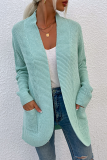 Casual Solid Split Joint Pocket V Neck Tops Sweater