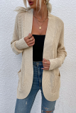 Casual Solid Split Joint Pocket V Neck Tops Sweater