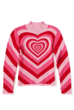 Casual Street Print Split Joint  Contrast Half A Turtleneck Tops Sweater