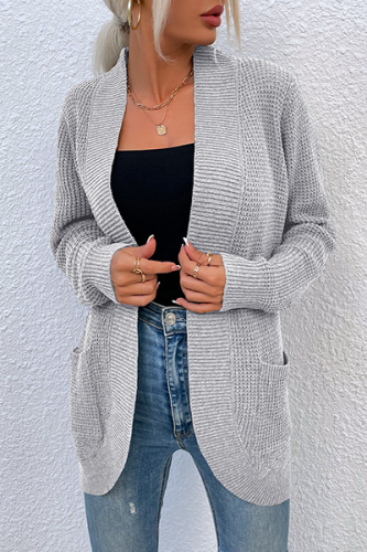 Casual Solid Split Joint Pocket V Neck Tops Sweater