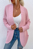 Casual Solid Split Joint Pocket V Neck Tops Sweater