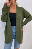 Casual Solid Split Joint Pocket V Neck Tops Sweater
