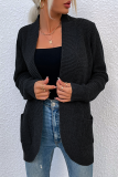 Casual Solid Split Joint Pocket V Neck Tops Sweater