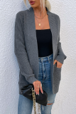 Casual Solid Split Joint Pocket V Neck Tops Sweater
