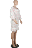 Elegant Floral Split Joint Flounce Square Collar Pencil Skirt Dresses