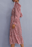 Elegant Floral Split Joint Flounce Square Collar A Line Dresses