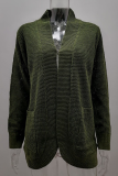 Casual Solid Split Joint Pocket V Neck Tops Sweater
