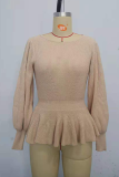 Casual Elegant Solid Split Joint O Neck Tops  Sweater
