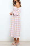 Elegant Plaid Camouflage Print Split Joint Fold Stringy Selvedge Strapless Dresses