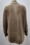 Casual Solid Split Joint Pocket V Neck Tops Sweater
