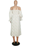 Elegant Plaid Camouflage Print Split Joint Fold Stringy Selvedge Strapless Dresses
