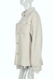 Casual Solid Pocket Buckle Turndown Collar Outerwear