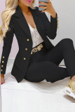 Casual British Style Solid Patchwork Buckle Turn-back Collar Long Sleeve Two Pieces (Without Belt)