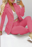 Casual British Style Solid Patchwork Buckle Turn-back Collar Long Sleeve Two Pieces (Without Belt)