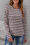 Casual Striped Patchwork Basic O Neck Tops