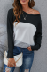 Casual Patchwork Basic  Contrast O Neck Tops