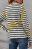 Casual Striped Patchwork Basic O Neck Tops