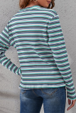 Casual Striped Patchwork Basic O Neck Tops