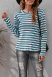 Casual Striped Patchwork Basic O Neck Tops