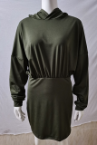 Casual Solid Patchwork Basic Hooded Collar Pencil Skirt Dresses